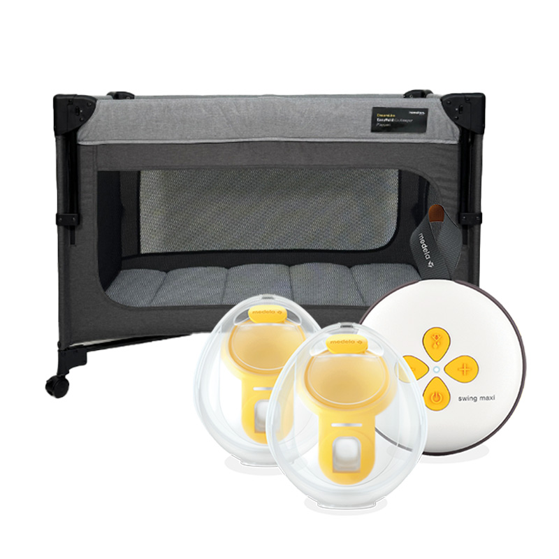 Medela SwingMaxi Hands-free Wearable Breastpump + Hamilton DreamLite EasyFold Co-Sleeper Playpen
